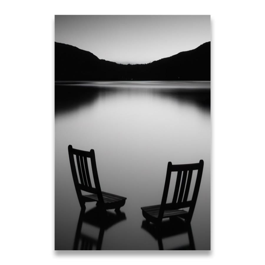 Tableau Scandinave Paysage Noir et Blanc